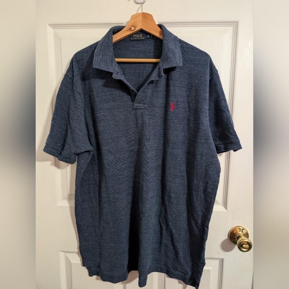 Polo Ralph Lauren Mens Polo Blue Short Sleeve Red Pony Size XL Shirt Top